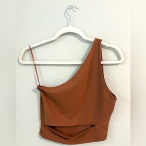 Abercrombie & Fitch Soft A&F One Shoulder Cut-Out Crop Tank Top Small Rust